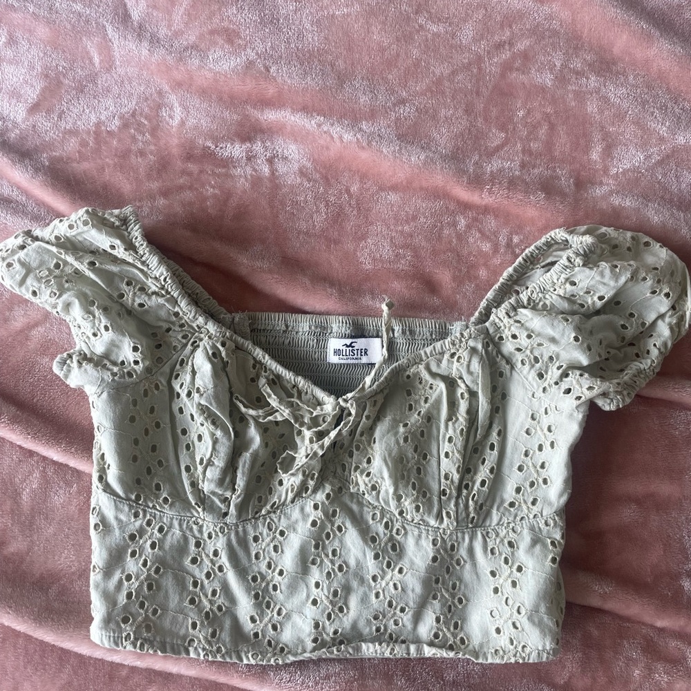 Hollister Olive Green Sweetheart Cropped Top